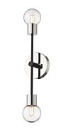 Z-Lite Neutra 2-Light Wall Sconce In Matte Black With Polished Nickel