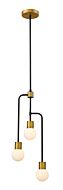 Z-Lite Neutra 3-Light Chandelier In Matte Black With Foundry Brass
