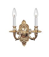 Crystorama 2 Light 10 Inch Wall Sconce in Polished Brass