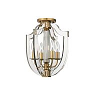Hudson Valley Arietta 4 Light 13 Inch Ceiling Light in Aged Brass