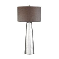 Tapered Cylinder 1-Light Table Lamp in Silver Mercury