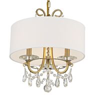 Crystorama Othello 3 Light 15 Inch Chandelier in Vibrant Gold with Swarovski Strass Crystal Crystals