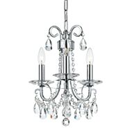Crystorama Othello 3 Light 16 Inch Mini Chandelier in Polished Chrome with Clear Spectra Crystals