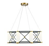 Savoy House Aries 8 Light LED Pendant in Matte Black with Burnished Brass Accents