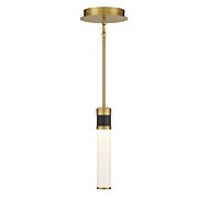 Savoy House Abel LED Mini Pendant in Matte Black with Warm Brass Accents