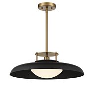 Savoy House Gavin 1 Light Pendant in Matte Black with Warm Brass Accents