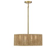 Savoy House Ashe 4 Light Pendant in Warm Brass and Rope