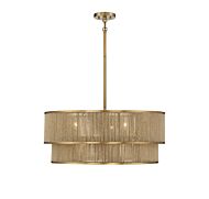 Savoy House Ashburn 6 Light Pendant in Warm Brass and Rope
