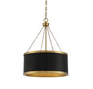 Savoy House Delphi 6 Light Pendant in Matte Black with Warm Brass Accents