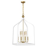 Sheffield 8-Light Pendant in White with Warm Brass Accents