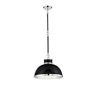 Savoy House Corning 1 Light Pendant in Matte Black with Polished Nickel Accents