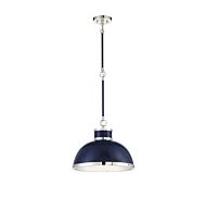 Savoy House Corning 1 Light Pendant in Navy with Polished Nickel Accents