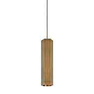 Blok 1-Light LED Pendant in Aged Brass with Aged Brass