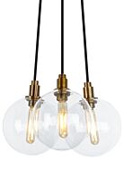 Tech Gambit Contemporary Chandelier in Aged Brass and Clear