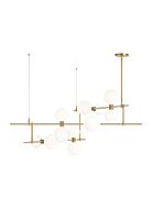 Tech ModernRail 12 Light Multi Tier Chandelier in Aged Brass and Glass Orbs
