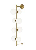 Tech ModernRail 8 Light 36 Inch Wall Sconce in Aged Brass and Glass Orbs
