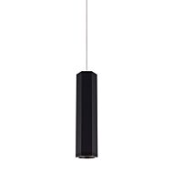 Blok 1-Light LED Pendant in Matte Black with Satin Nickel