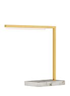 Klee 1-Light 16.70"H LED Table Lamp in Natural Brass with White Marble