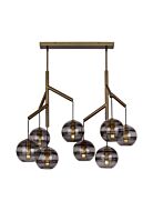 Tech Sedona Contemporary Chandelier in Aged Brass and Transparent Smoke