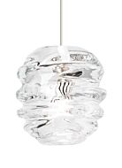 Tech Audra 3000K LED 6 Inch Pendant Light in Satin Nickel and Clear