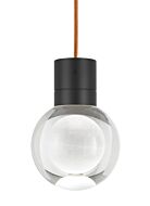 Tech Mina 3000K LED 5 Inch Pendant Light in Black and Clear