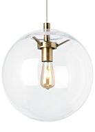 Tech Palona 14 Inch Pendant Light in Aged Brass and Clear