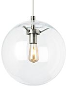 Tech Palona 14 Inch Pendant Light in Satin Nickel and Clear