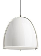 Paravo 1-Light LED Pendant in Gloss White with Satin Nickel