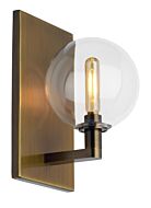 Tech Gambit 9 Inch Wall Sconce in Aged Brass and Clear