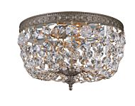 Crystorama 2 Light 10 Inch Ceiling Light in English Bronze with Clear Hand Cut Crystals