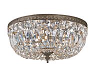 Crystorama 3 Light 12 Inch Ceiling Light in English Bronze with Clear Hand Cut Crystals