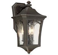 The Great Outdoors Solida 3 Light 16 Inch Outdoor Wall Light in Oil Rubbed Bronze with Gold High