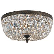 Crystorama 3 Light 16 Inch Ceiling Light in English Bronze with Clear Hand Cut Crystals