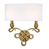 Hudson Valley Pawling 2 Light 17 Inch Wall Sconce in Aged Brass