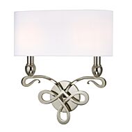 Hudson Valley Pawling 2 Light 17 Inch Wall Sconce in Polished Nickel