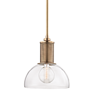 Hudson Valley Halcyon 16 Inch Pendant Light in Aged Brass