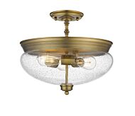 Z-Lite Amon 3-Light Semi Flush Mount Ceiling Light In Heritage Brass