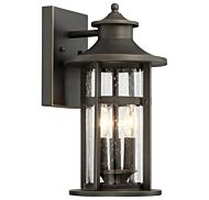The Great Outdoors Highland Ridge 3 Light 15 Inch Outdoor Wall Light in Oil Rubbed Bronze with Gold High