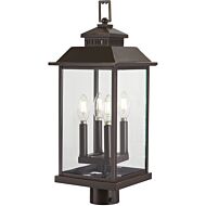 The Great Outdoors Miner'S Loft 4 Light 23 Inch Outdoor Post Light in Oil Rubbed Bronze with Gold High