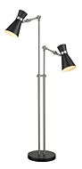Z-Lite Soriano 2-Light Floor Lamp Light In Matte Black With Brushed Nickel