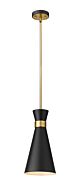 Z-Lite Soriano 1-Light Pendant Light In Matte Black With Heritage Brass