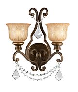 Crystorama Norwalk 2 Light 18 Inch Wall Sconce in Bronze Umber with Clear Swarovski Strass Crystals