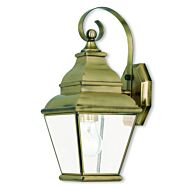 Exeter 1-Light Outdoor Wall Lantern in Antique Brass