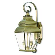 Exeter 2-Light Outdoor Wall Lantern in Antique Brass