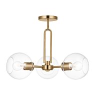 Codyn 3-Light Semi-Flush Ceiling Light in Satin Brass