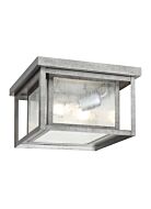 Sea Gull Hunnington 2 Light 10 Inch Outdoor Ceiling Light in Weathered Pewter