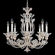 Schonbek Rivendell 8 Light Chandelier in Antique Silver with Clear Crystals From Swarovski Crystals
