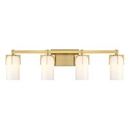 Caldwell 4-Light Bathroom Vanity Light in Warm Brass