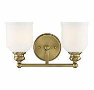 Savoy House Melrose by Brian Thomas 2 Light Bathroom Vanity Light in Warm Brass