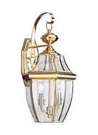 Sea Gull Lancaster 2 Light 21 Inch Outdoor Wall Light in Polished Brass